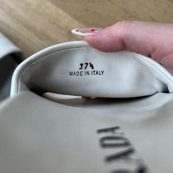 Prada White Leather Logo Slides - Picture 7 of 7
